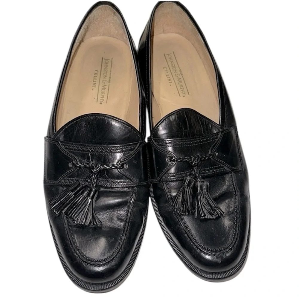 Johnston & Murphy men’s Black Tassel leather Loafers size 11